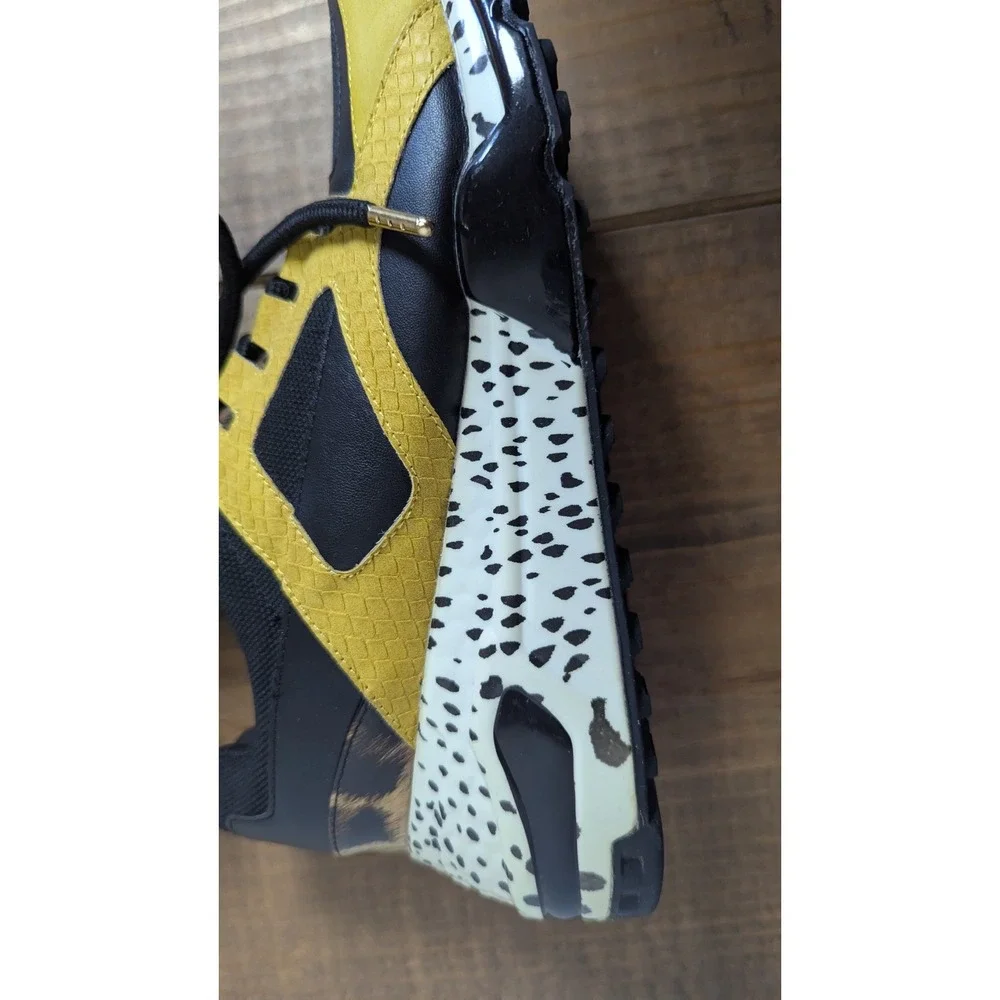 Steve Madden Barra Womens Yellow Black Mixed Animal Print Chunky Sneakers 8.5M
